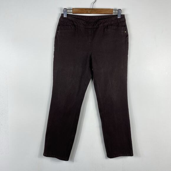 Chico's Size 4 Short 0 So Slimming Pull-On Denim Ankle Jeans Brown - Picture 1 of 5